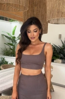 Sheila - Damski Top lniany o minimalistycznej formie 'Bunnie taupe'