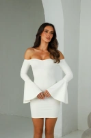 Sheila - Damska Sukienka kremowa elegancka dopasowana 'Dasti Cream'