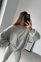 Sheila - Damska Bluza szara z wycięciem na plecach 'Dewia'