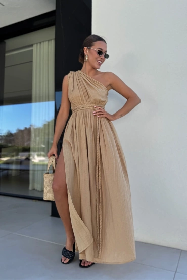 Sheila Select - Damska Sukienka Beżowa długa maxi 'Teresi Beige'