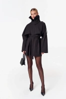 Sheila – Women’s black trench coat with a high collar “Maison”